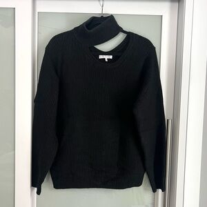 WAYF Women’s Black Cutout Rib Knit Sweater